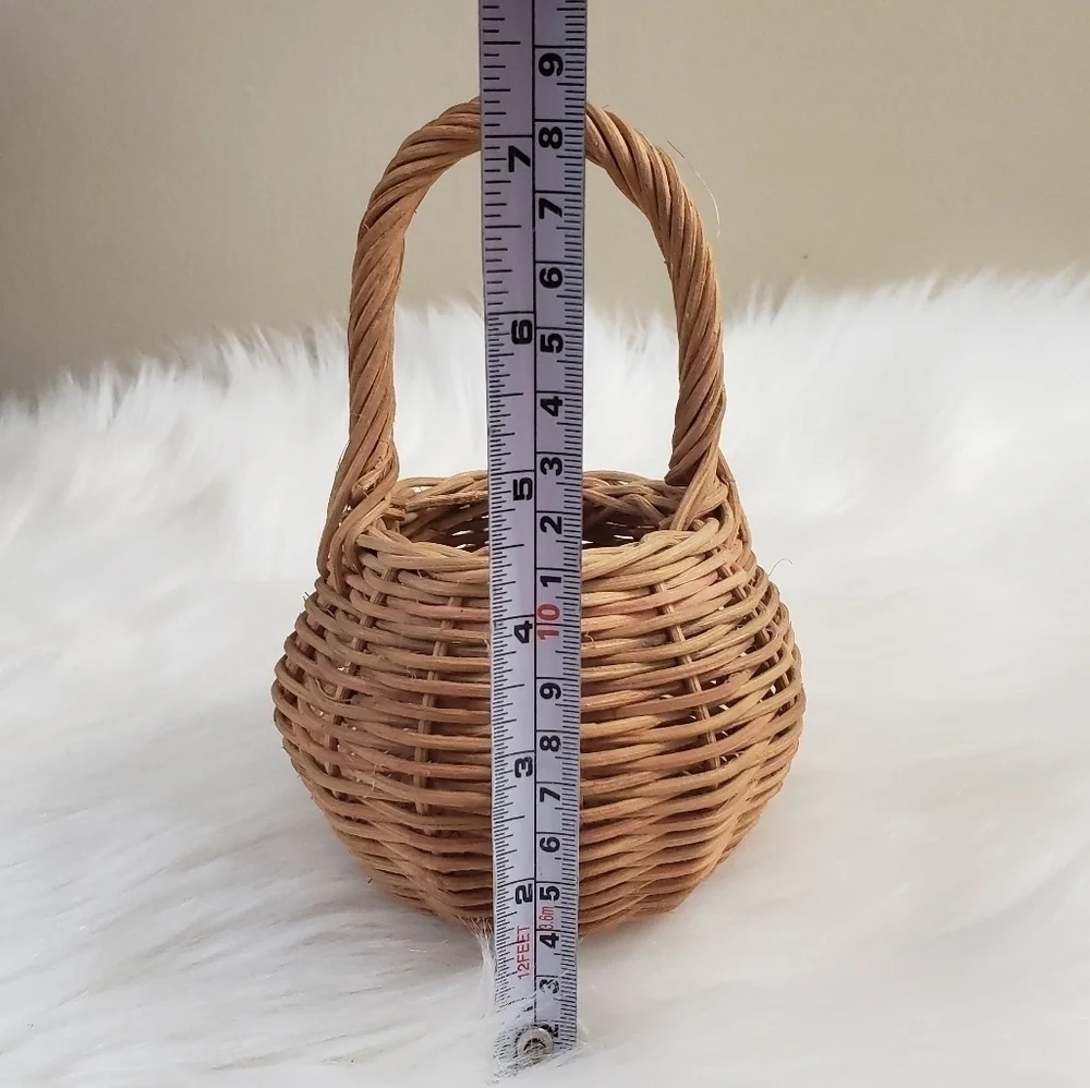Mini long handle basket miniature boho